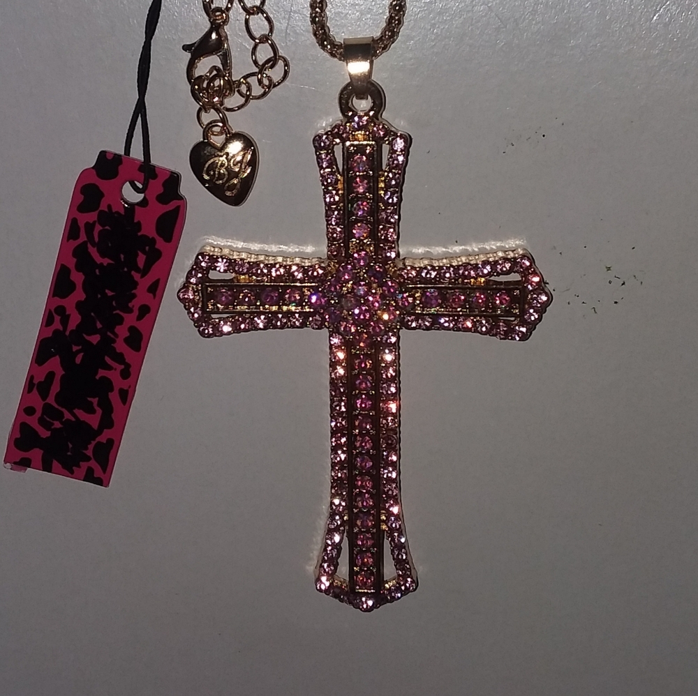 ❤ Nice! Pink & Iridescent Cross Charm/Free Chain💎 - Picture 12 of 12